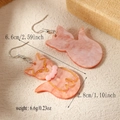 Detailed view of pink marble acrylic fox earrings with gold accents and size measurements - Pink Fox (WEH4716)