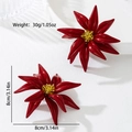 Detailed view of red handmade beaded floral earrings with size 8cm and weight 30g specs - Red