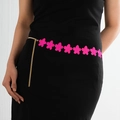 Fashionable rose pink matte flower waist chain with gold metal link for women dress - Hot Pink Matte Flower Style (YL-1-yl005)