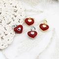 Vintage Ancora red heart charms in gold and silver finish for DIY jewelry making - Gold / Small Double Heart