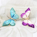 Exquisite 18K gold plated butterfly brooches with micro-set zircon and enamel texture - 36*71mm / Blue Butterfly
