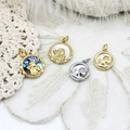 Round pearl shell charms with angel and rocking horse designs for DIY jewelry making - Abalone Shell Angel / 15*17.3mm