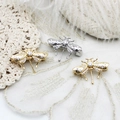 Exquisite 18K gold plated bee brooch with sparkling cubic zirconia and pearl accents - 24*13mm / Gold Bee