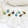 Assorted 18K gold plated pendants with turquoise and tiger eye stones on white lace - Twist Oval Turquoise (T0797) / 8*12mm / Gold