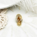 Sparkling gold micro-pave sandal pendant charm for necklaces and bracelets on a lace prop - Small Rhinestone Slipper