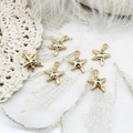 18K gold plated starfish pendants with blue center stone and white accents for DIY jewelry - Blue Starfish