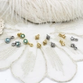 Ciondoli pianeta e perla placcati oro 18 carati per creazione di gioielli fai da te - Oro / Perla Blu Tonda (5.5*7+3.5mm)