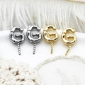 Soporte colgante perla letra G textura bambú en acabados oro 18K y plata fina - Dorado / Letra G