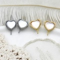 Pendientes de corazón de nácar con baño de oro de 18K y aguja de plata 925 - Dorado / Corazón de Nácar