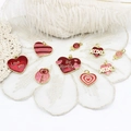 Pink and red heart charm set for Valentine jewelry making with gold enamel finish - Love You Heart / Red