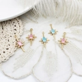 18K gold plated brass star pendants with pink and blue marquise stones for DIY jewelry - 12.5*22.3mm / Pink Hexagram