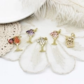 Copper cocktail glass pendants with colorful zircons for DIY jewelry making - Red Rhinestone Wine Glass (17.6*22mm)