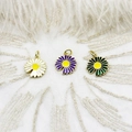 Three colorful daisy flower charms in white, purple, and green for DIY jewelry making - Daisy 14*15.5mm / Purple