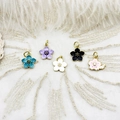 Set of five colorful flower enamel charms for DIY jewelry necklaces and bracelets - Small Five-Petal Flower 11*12.7mm / Blue