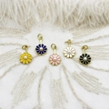 Colorful enamel daisy flower charms with gold edges and pearl centers for DIY jewelry making - Pearl Flower 10.5*17mm / Pink