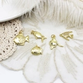18K gold-plated ocean-themed fish pendants with zircon on white lace background - Large Bighead Fish
