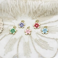 Detail of colorful flower pendants with enamel finish and small rhinestones for DIY jewelry - Gradient Cherry Blossom 12.7*14mm / Pink