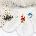 Colorful enamel ocean animal pendants including lobster and dolphin for DIY jewelry making - Crawfish