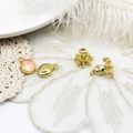 Golden sea animal pendant set with octopus and conch charms for DIY jewelry making - 11*15.3mm / Double-Sided Pink Conch
