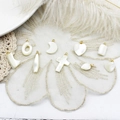 Natural abalone shell charms in geometric shapes with gold loops for DIY jewelry making - White Mother Of Pearl L-Shape