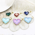 18K goud vergulde hartkristal hangers met zirkoon voor het maken van DIY-sieraden - Extra Groot Lichtgroen Hart (24.5*37mm)