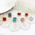 Detail of 18K gold-plated colorful gemstone heart and geometric pendant jewelry charms - Bright Red Rhombus (15.4*18mm)
