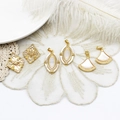Golden shell flower and fan-shaped pendants with zircon inlay for DIY jewelry design - Four-Leaf Clover