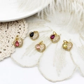 5-color heart pendant charms set with 18K gold plating and micro-paved cubic zirconia - Rose Red Zirconia Heart