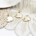 Three 18K gold plated elephant pendants with natural mother of pearl for DIY jewelry - Elephant / 17.5x20.5mm