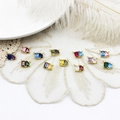 Set aus 18K vergoldeten bunten Zirkon Geburtsstein Anhängern für DIY Halsketten Schmuck - 8.5*10mm / Marineblaues Quadrat Helllila Wassertropfen