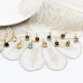 Set mit 11 bunten quadratischen Edelsteinanhängern mit 18 Karat vergoldetem Kupfer für DIY-Schmuck - 7.6*15.3mm / Dunkelgrüner Zuckerwürfel