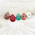 Macro detail of colorful teardrop pendants with gold loops on elegant feather background - Teardrop Strawberry Quartz / 15*24.5mm