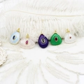 Variety of colorful natural stone geometric pendants with gold trim for DIY jewelry making - Teardrop Opal White / 12.7*22.7mm