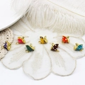 Set of 7 colorful mushroom charms with white polka dots for DIY jewelry making - Purple Mushroom