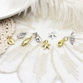 18K gold plated ocean pendants set with starfish and crab designs for DIY jewelry - Conch Oval Plaque / 18K Gold