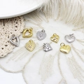 Micro-pave zircon heart pendants in 18k gold plated finish for DIY jewelry making - 18K Gold / 11.5*13.5mm / Hollow Heart