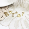 Micro-pave zircon heart and padlock pendant charms in 18k gold-plated finish - 18K Gold / 10*15mm / Full Zirconia Large Lock