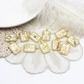 18K gold plated zodiac rectangular pendant with micro-pave cubic zirconia and shell inlay - Scorpio