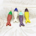 Colorful enamel fish pendants with golden scales for DIY necklace jewelry making - Black & Red / Large Scaly Fish (14.7*53mm)