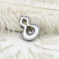 Gourd-shaped pearl brooch setting with shell inlay and cubic zirconia in 18K gold plated copper - 25.5*36.7mm