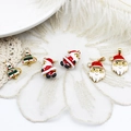 Christmas theme DIY jewelry pendants with Santa and tree motifs in gold-plated enamel - Santa Head