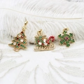 Colgantes de árbol de Navidad y trineo con circonitas para el diseño de joyas DIY - Árbol de Navidad de Zirconia Multicolor