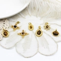 Natural tiger eye pendants with 18k gold plated copper settings for jewelry making - Double Oval Tiger's Eye (13*19mm)