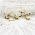 Detailed view of 18k gold plated textured round toggle clasps for jewelry making - Large Oval Ring 11.7*25+12.5mm