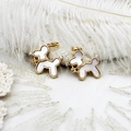 Elegant gold balloon dog pendants with white mother of pearl inlay and crystal details - 18.5*19.7mm / Balloon Dog