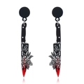 Boucles d'oreilles couteau d'Halloween en acrylique avec roses noires et faux sang - Rouge Blanc Noir