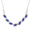 Élégant collier en cristal bleu taille marquise avec strass argentés pour tenue de soirée - Bleu Royal et Argent