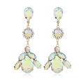 Vintage gold drop earrings with tiered iridescent crystal gemstones in a boho luxury style - Aurora White (KC Gold)