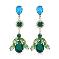 Close-up of vintage crystal drop earrings with multicolor gemstones in gold finish - Green (KC Gold)