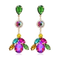 Exquisite vintage colorful crystal gemstone drop earrings with a luxurious gold setting - Red & Green (KC Gold)